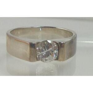 Designer BOCCO Vintage Sterling Silver Engagement Solitaire Sim Diamond Ring 8
